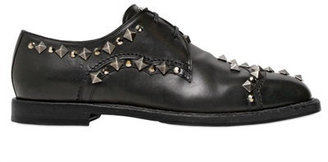 Dolce & Gabbana 25mm Studded Leather Derby Lace-Up Shoes
