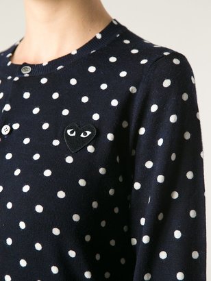 Comme des Garcons Embroidered Heart Polka Dot Cardigan