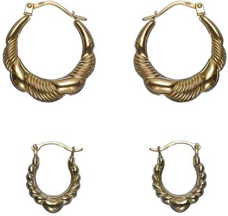 R & E 9 Carat Yellow Gold Hoop Earrings (set of 2)