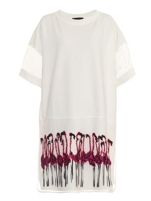 Giles Flamingo-embellished T-shirt dress