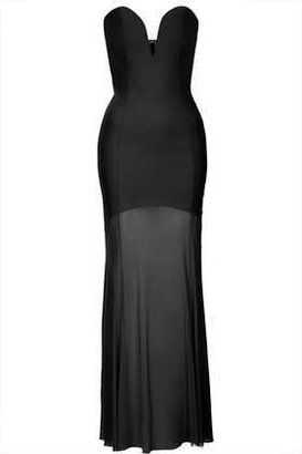 Topshop Womens **Black Sweetheart Sheer Fishtail Maxi Dress by Rare - Black