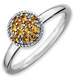 Silver Stackable Round 1/5 Carat Citrine Ring