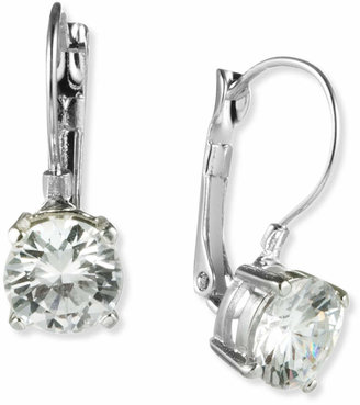 Nine West Earrings, Silver-Tone Round-Cut Crystal Drop Earrings