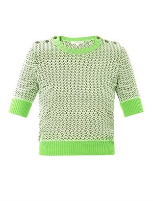 Carven Tweed-stitch cropped sweater