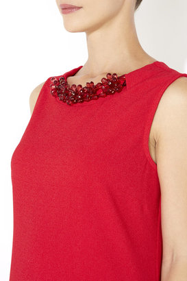 Wallis Red Embellished Necklace Crepe Dress