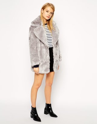 ASOS COLLECTION Faux Fur Coat with Oversized Collar