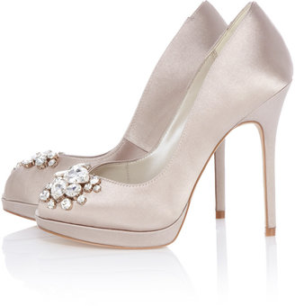 Karen Millen Satin And Crystal Peep Toe Shoe