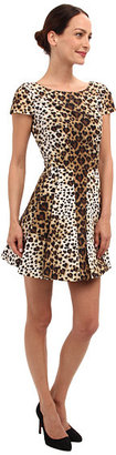 RED Valentino Leopard Print Cap Sleeve Taffeta Dress