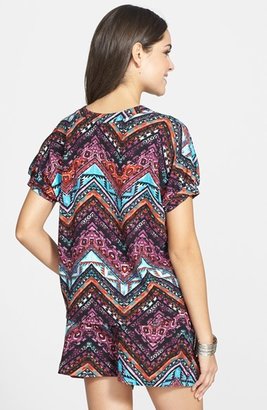 Lily White Print Lace Trim Tee (Juniors)