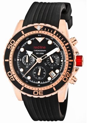 Redline Red Line Men's Piston Chronograph Black Dial Rose Gold Tone IP Case Black Silicone RL-50034-RG-01 Watch