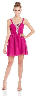 As U Wish Juniors Jeweled Rouched Party Dress