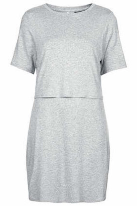 Topshop Womens Sporty Overlay T-shirt Dress - Grey Marl