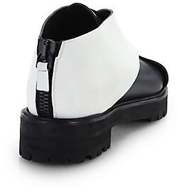 Proenza Schouler Leather Crisscross Colorblock Creeper Loafers