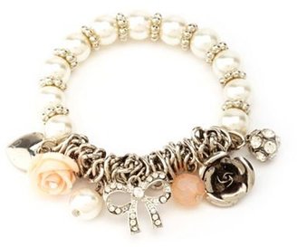 Charlotte Russe Stretchy Pearl Charm Bracelet