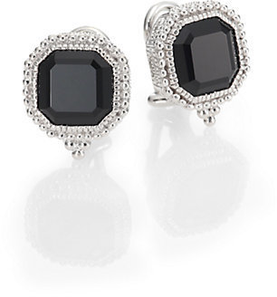 Judith Ripka Estate Black Onyx & Sterling Silver Square Earrings