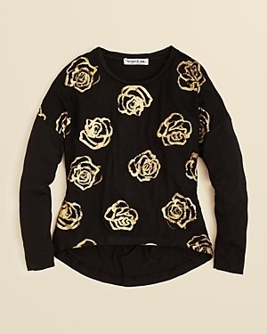 Flowers by Zoe Girls' Foil Rose Top - Sizes S-xl