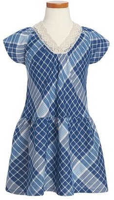 Tea Collection 'Khadi' Plaid Cap Sleeve Dress (Toddler Girls, Little Girls & Big Girls)