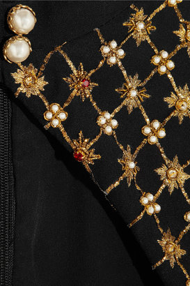 Alexander McQueen Crystal and faux pearl-emboridered crepe dress
