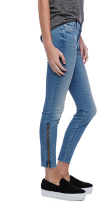 Mother Cropped Zippered Frayed Jeans