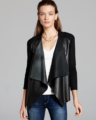 DKNY DKNYC Leather Front Cardigan