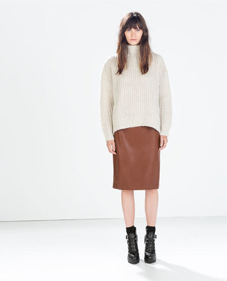 Zara 29489 Faux Leather Pencil Skirt