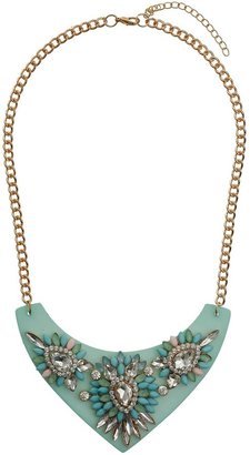 Mikey Flat v base with stone flowers necklace