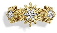 David Yurman Starburst Three-Station Ring with Diamonds and Gold