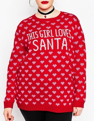 ASOS CURVE Holidays Sweater with 'This Girl Loves Santa'