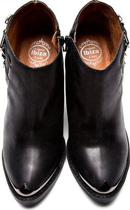 Jeffrey Campbell Black Washed Leather & Gunmetal Westin Boots
