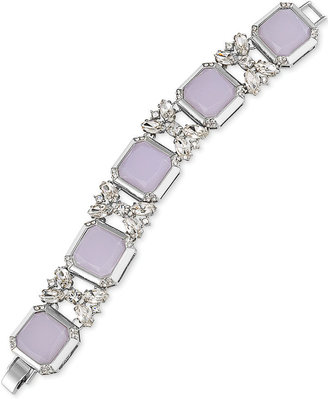 Carolee Silver-Tone Purple Stone and Crystal Square Flex Bracelet