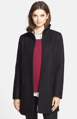 Larry Levine Stand Collar Wool Blend Coat