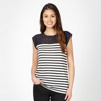 Ben de Lisi Petite designer navy striped lace t-shirt