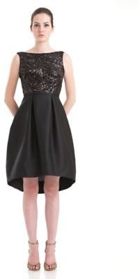 Monique Lhuillier ML Sequined Pleated High Low Dress