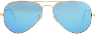 Ray-Ban Aviator Sunglasses with Flash Lenses, Gold/Blue Mirror