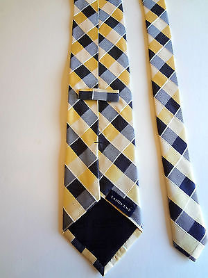 Lands' End New - Yellow/Gray/Charcoal - Silk Neck Tie - 60"Long - 3 1/2"Wide