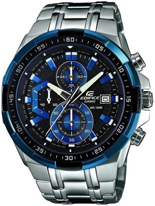 Edifice Casio  Black/Blue Dial And Stainless Steel Bracelet Mens Watch