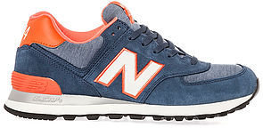 New Balance The 574 Pennant Sneaker in Navy and Orange
