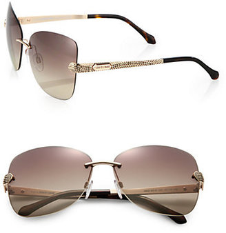 Roberto Cavalli Rimless Crystal-Embellished Sunglasses/Brown