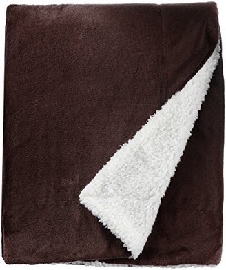 Northpoint Cashmere Velvet Reverse to Cloud Sherpa Throw, Chocolate 50x60 inch