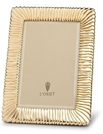 L'OBJET Matte Gold Pleated Frame, 5 x 7