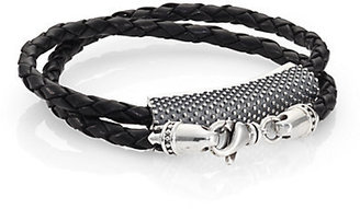 King Baby Studio Beaded Double-Wrap Leather Bracelet