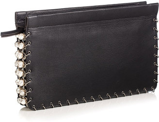 Dannijo Lenox Pearly Leather Clutch Bag, Black