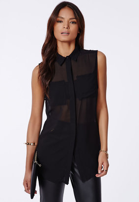 Missguided Classic Sleeveless Blouse Black