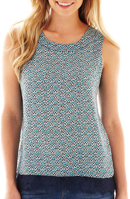 JCPenney a.n.a Lace-Bottom Tank Top