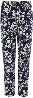 Oasis Butterfly Print Trousers, Multi/Blue