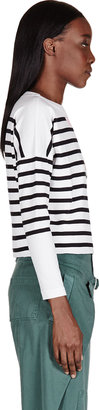 Band Of Outsiders White Striped Graphic Print T-Shirt