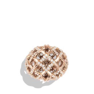David Yurman Venetian Quatrefoil Dome Ring with Diamonds in Rose Gold