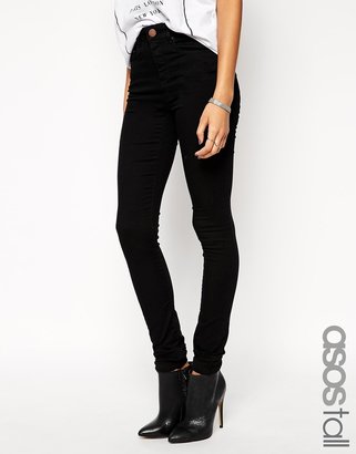 ASOS TALL Ridley High Waist Ultra Skinny Jeans In Clean Black