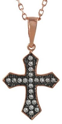 1/5 CT. T.W. Round Cut Cubic Zirconia Pave Set Cross Pendant Necklace in Sterling Silver - Multicolored