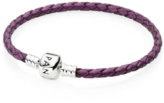Pandora Design 7093 Pandora Single Woven Lilac Leather and Silver Starter Bracelet 590705CPE-S